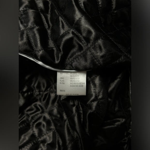 CALVIN KLEIN Black Faux Fur Zipper Coat with Buckle Detail, Size XL, NWOT - Picture 6 of 7